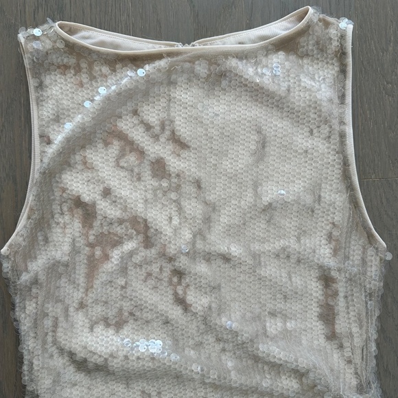 Staud Eton Mini Dress Moon Tan Sequin Embellished - Size Large - Picture 7 of 14